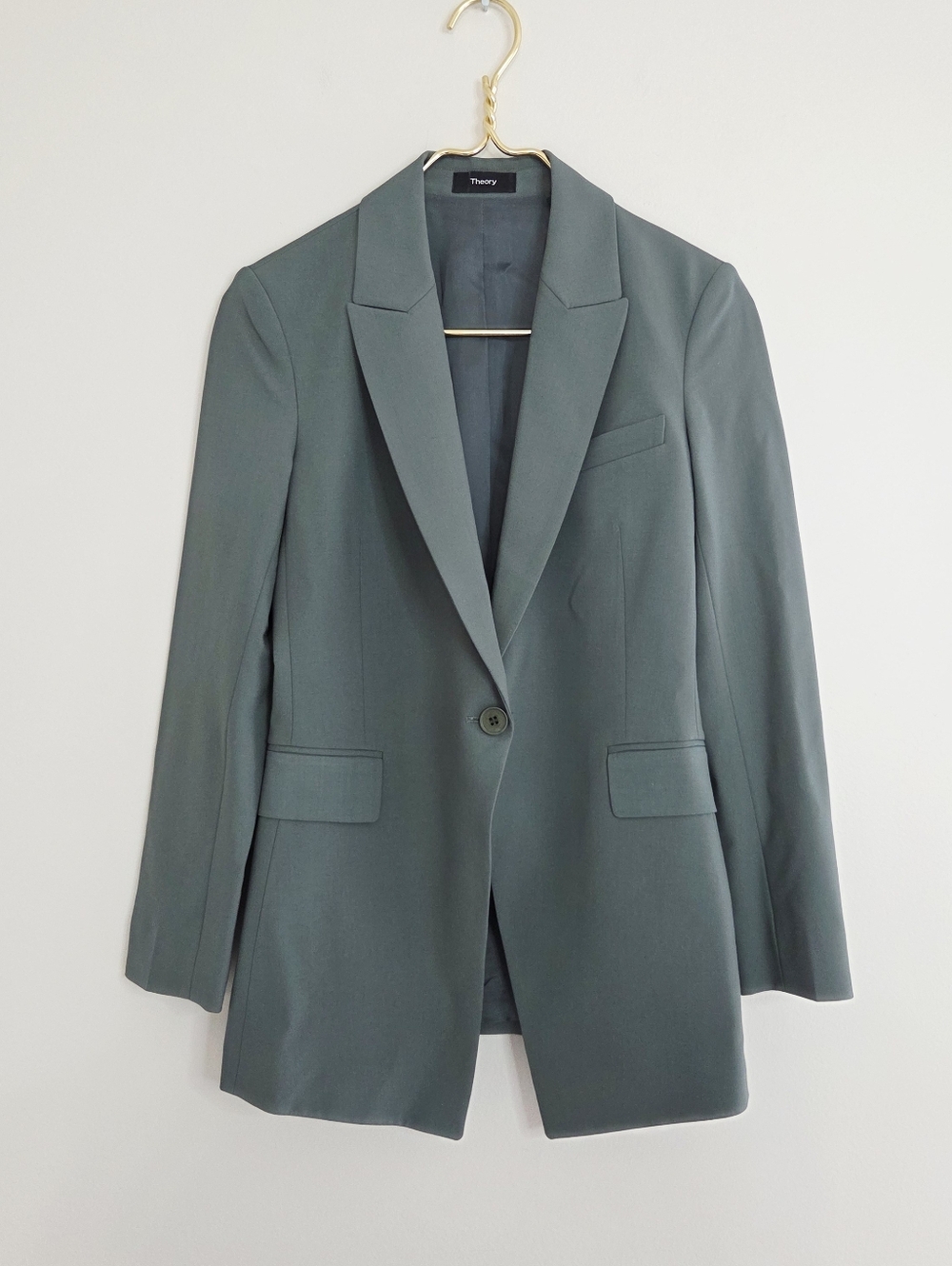Theory Etiennette Blazer in Good Wool In Green Sage Jadeite Size 0